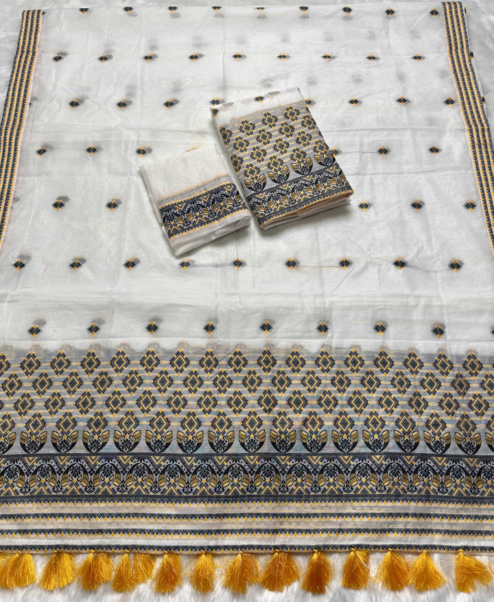 Ready-To-Wear Weaving Multi-Dhaga Work AC Cotton* Mekhela Sador