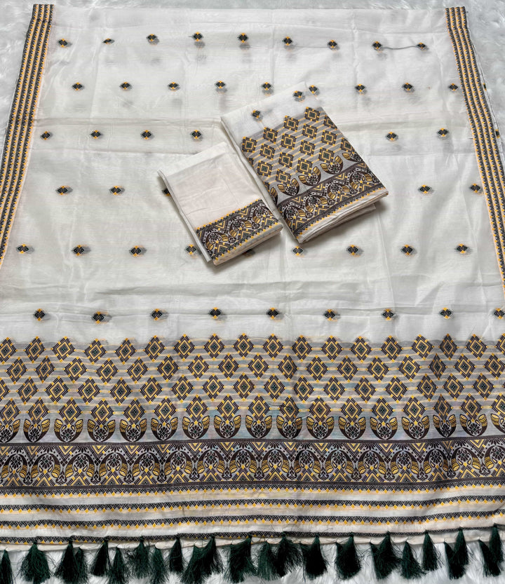 Ready-To-Wear Weaving Multi-Dhaga Work AC Cotton* Mekhela Sador