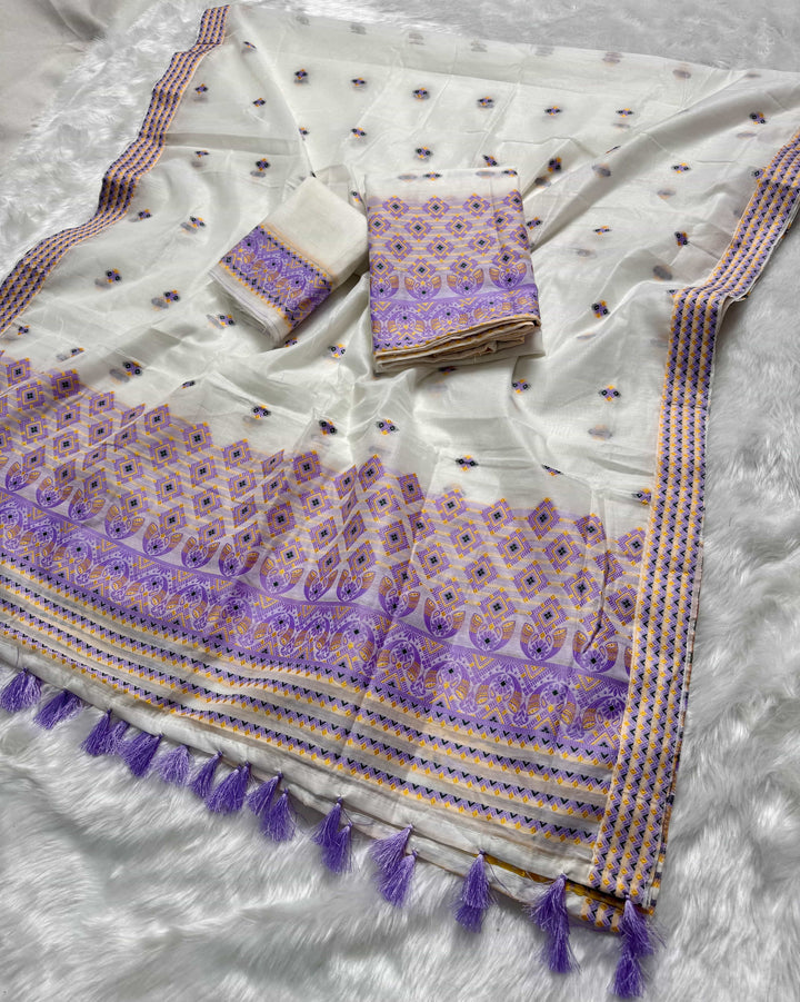 Ready-To-Wear Weaving Multi-Dhaga Work AC Cotton* Mekhela Sador