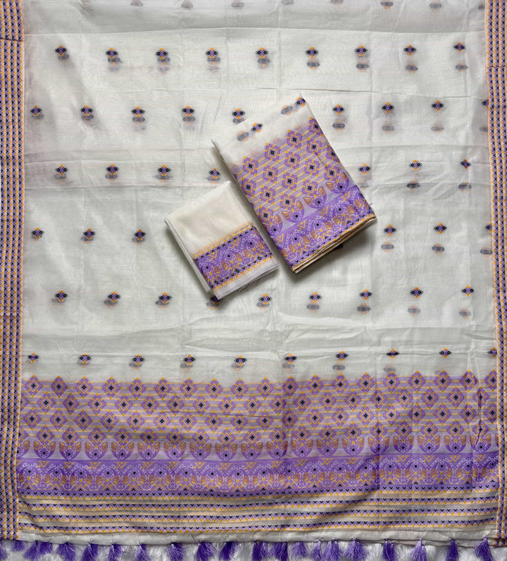 Ready-To-Wear Weaving Multi-Dhaga Work AC Cotton* Mekhela Sador