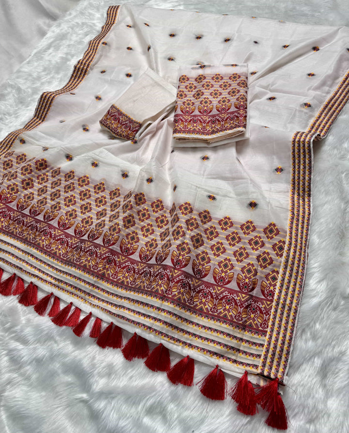 Ready-To-Wear Weaving Multi-Dhaga Work AC Cotton* Mekhela Sador