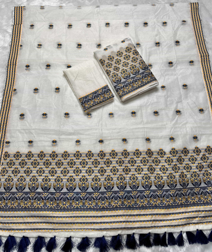 Ready-To-Wear Weaving Multi-Dhaga Work AC Cotton* Mekhela Sador