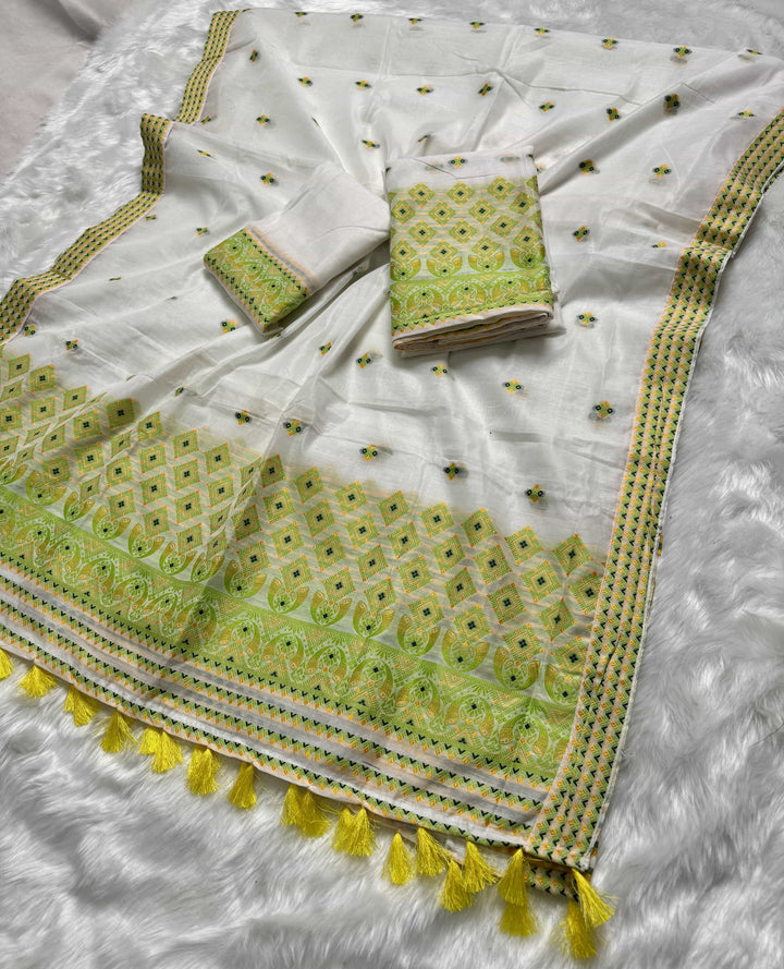 Ready-To-Wear Weaving Multi-Dhaga Work AC Cotton* Mekhela Sador