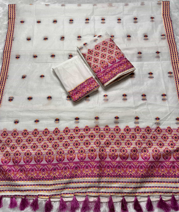Ready-To-Wear Weaving Multi-Dhaga Work AC Cotton* Mekhela Sador