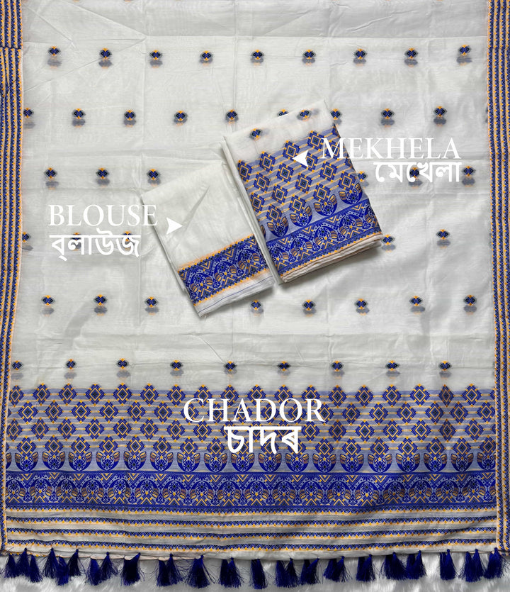 Ready-To-Wear Weaving Multi-Dhaga Work AC Cotton* Mekhela Sador
