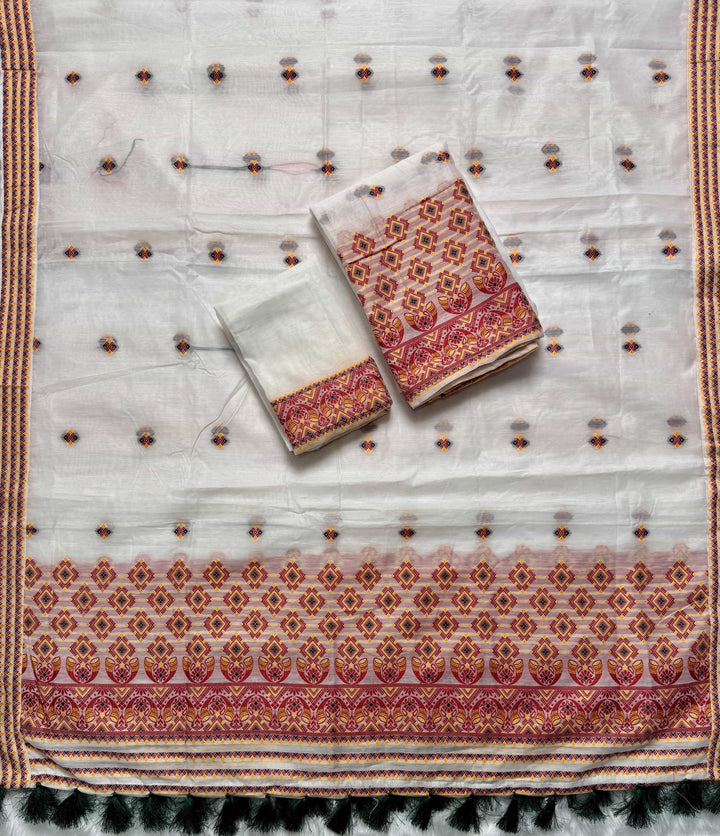 Ready-To-Wear Weaving Multi-Dhaga Work AC Cotton* Mekhela Sador