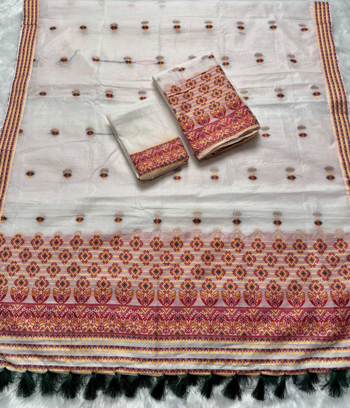 Ready-To-Wear Weaving Multi-Dhaga Work AC Cotton* Mekhela Sador