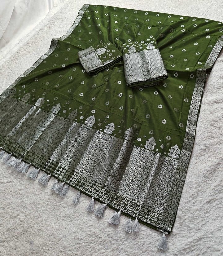 Ready-To-Wear Silver Silver Super Cotton* Mekhela Sador