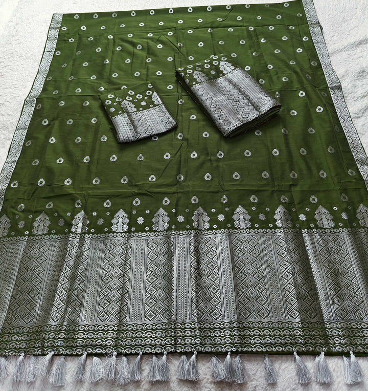Ready-To-Wear Silver Silver Super Cotton* Mekhela Sador
