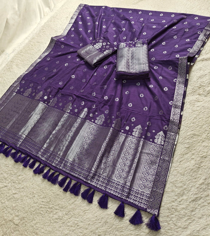 Ready-To-Wear Silver Silver Super Cotton* Mekhela Sador