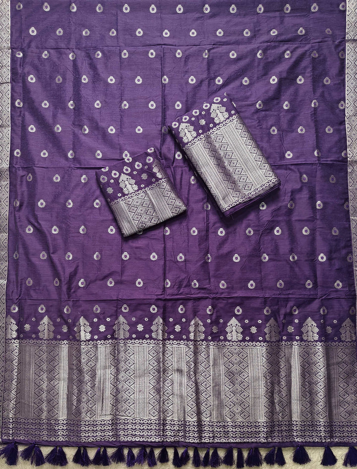 Ready-To-Wear Silver Silver Super Cotton* Mekhela Sador