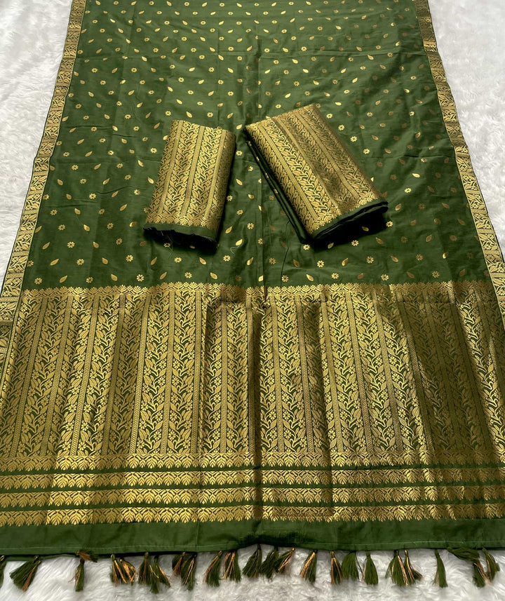 Ready-To-Wear Gold Guna Super Cotton* Mekhela Sador