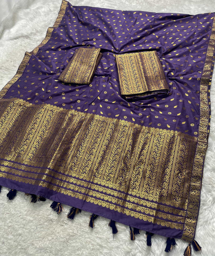 Ready-To-Wear Gold Guna Super Cotton* Mekhela Sador