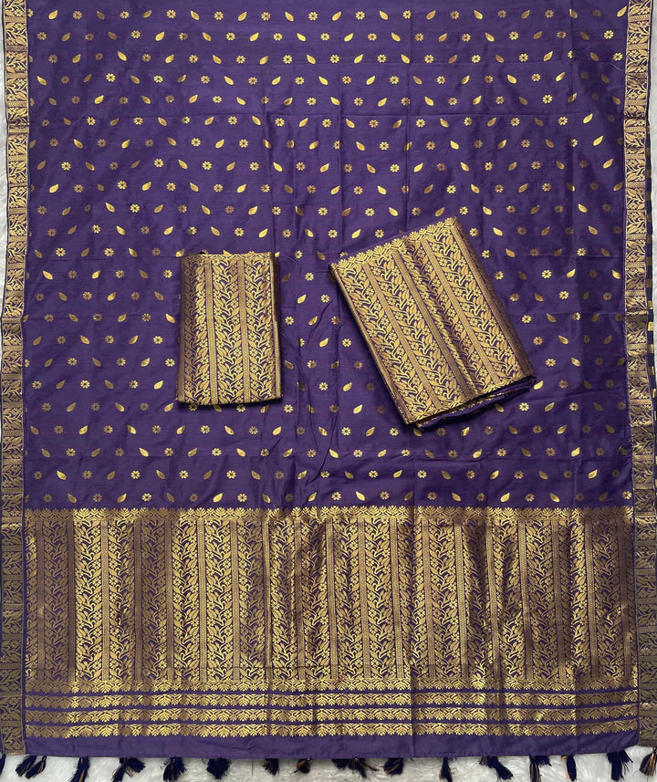 Ready-To-Wear Gold Guna Super Cotton* Mekhela Sador