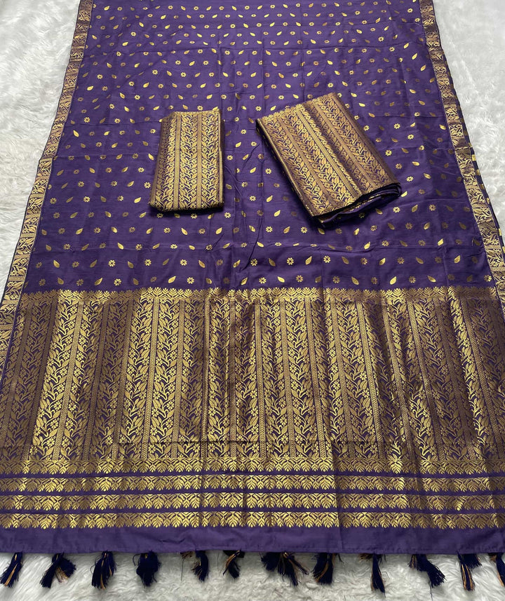 Ready-To-Wear Gold Guna Super Cotton* Mekhela Sador
