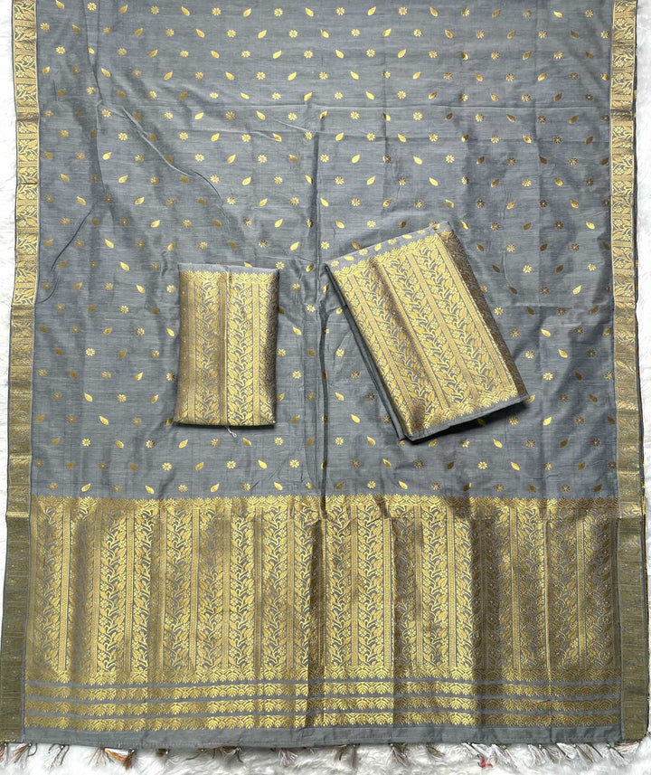 Ready-To-Wear Gold Guna Super Cotton* Mekhela Sador