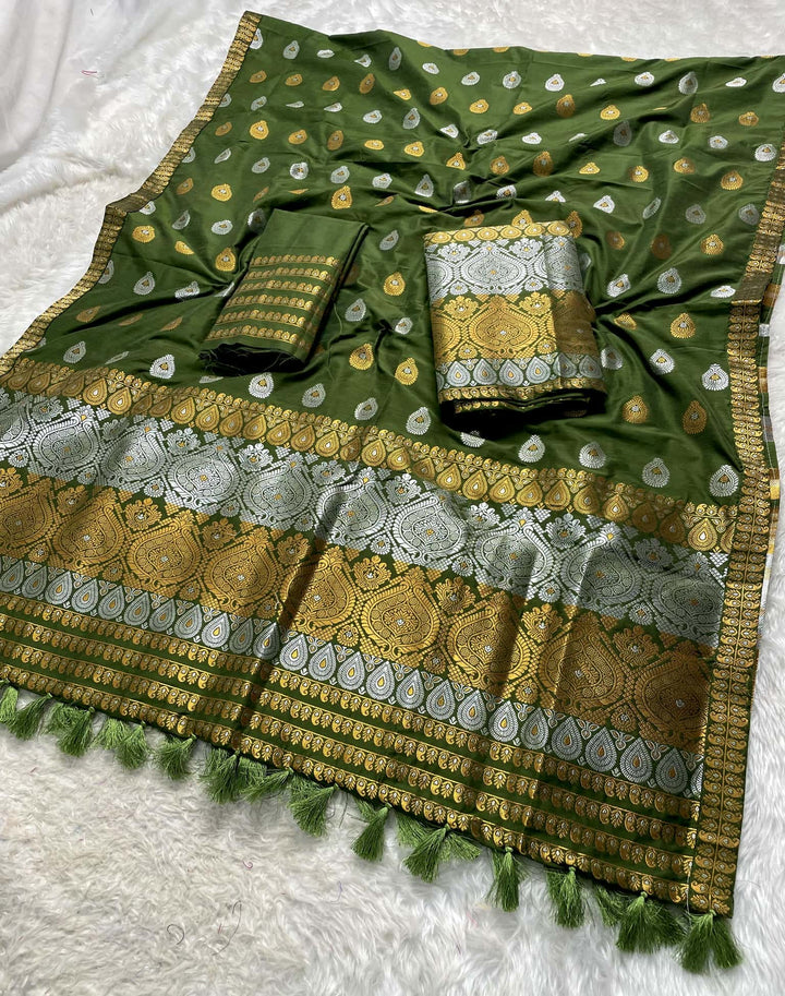 Ready-To-Wear Silver-Gold Jari Super Cotton* Mekhela Sador