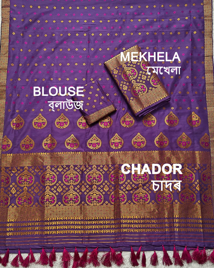Ready-To-Wear Gold Jari Super Cotton* Mekhela Sador