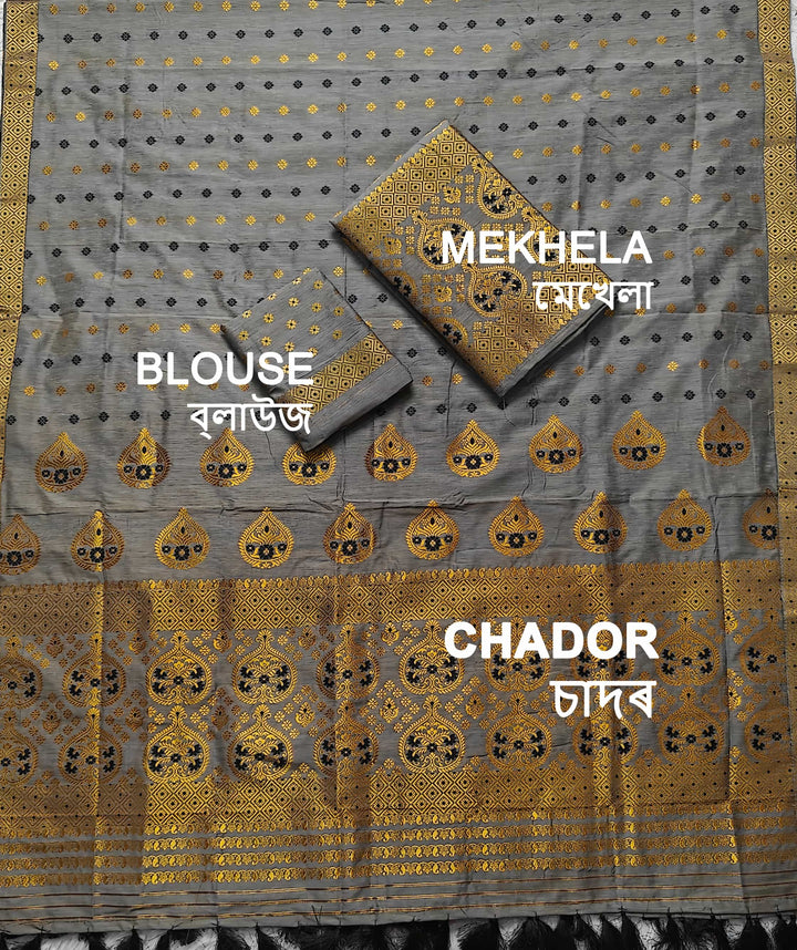 Ready-To-Wear Gold Jari Super Cotton* Mekhela Sador
