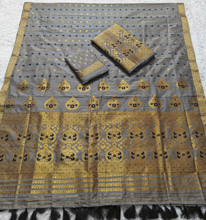 Ready-To-Wear Gold Jari Super Cotton* Mekhela Sador