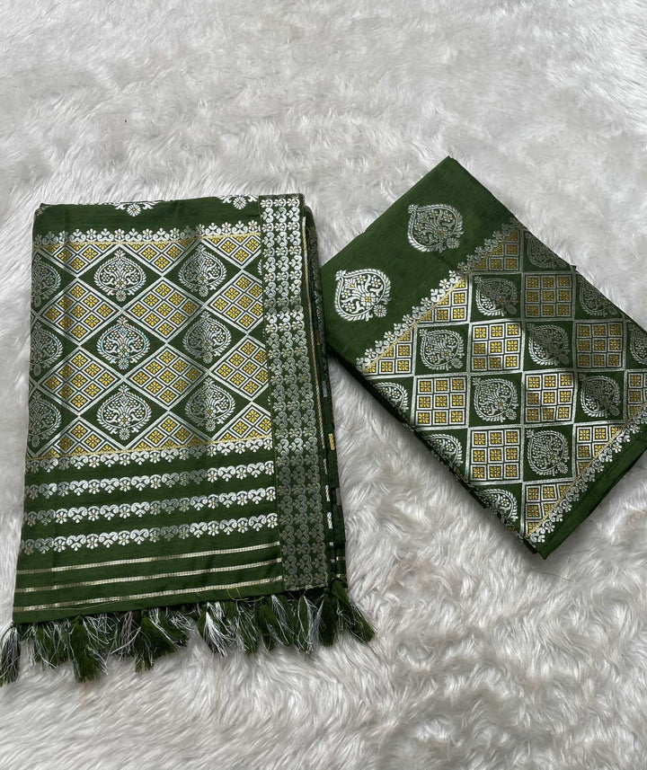 Ready-To-Wear Silver-Gold Guna Super Cotton* Mekhela Sador