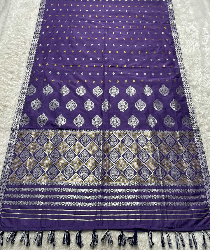Ready-To-Wear Silver-Gold Guna Super Cotton* Mekhela Sador