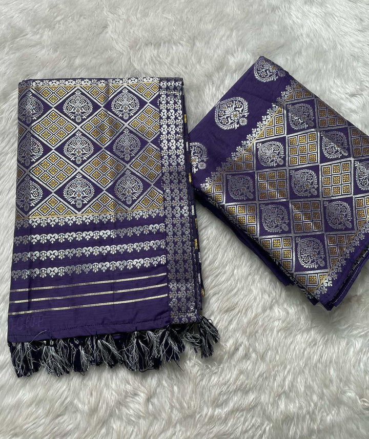 Ready-To-Wear Silver-Gold Guna Super Cotton* Mekhela Sador