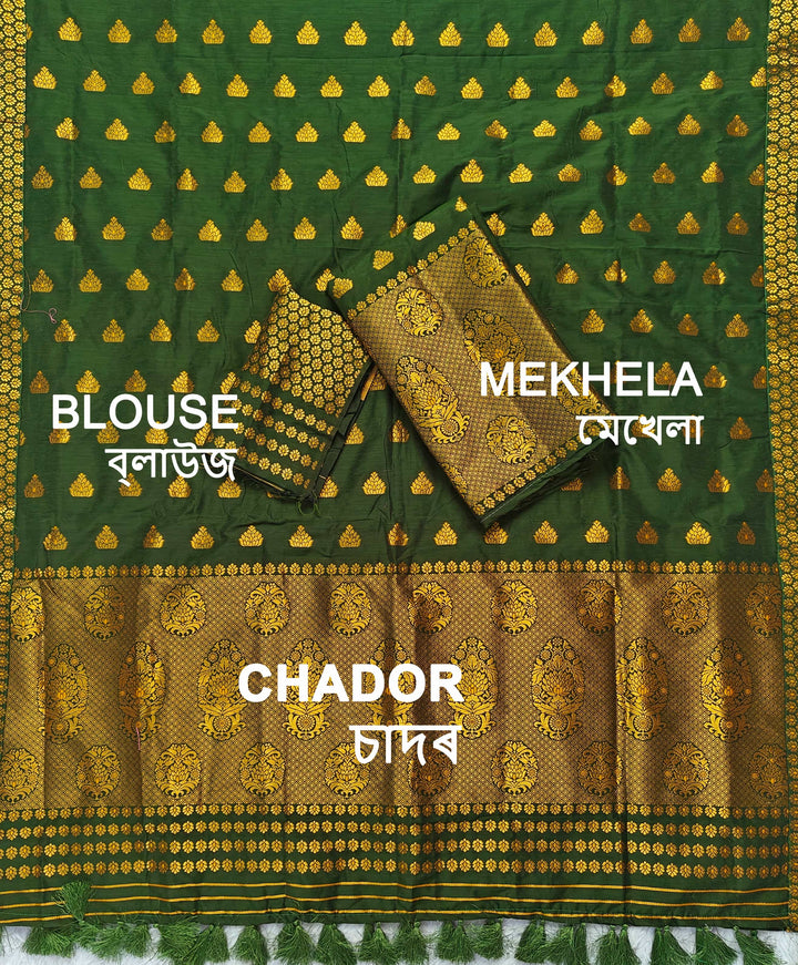 Ready-To-Wear Silver Gold Super Cotton* Mekhela Sador