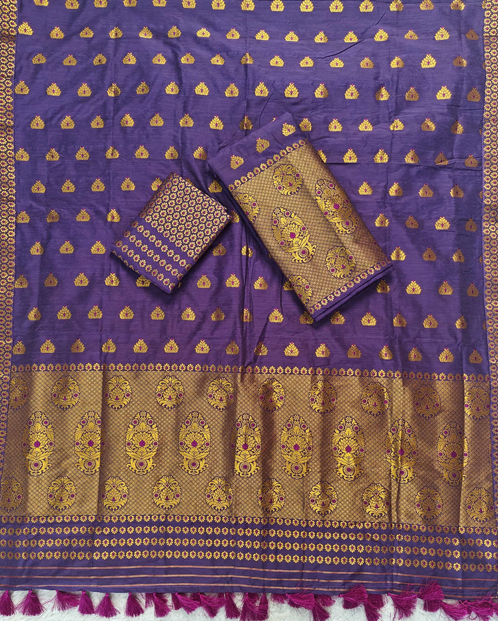 Ready-To-Wear Silver Gold Super Cotton* Mekhela Sador