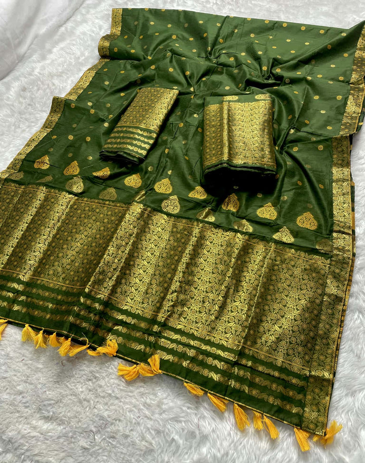 Ready-To-Wear Gold Jari & Dhaga AC Cotton* Mekhela Sador