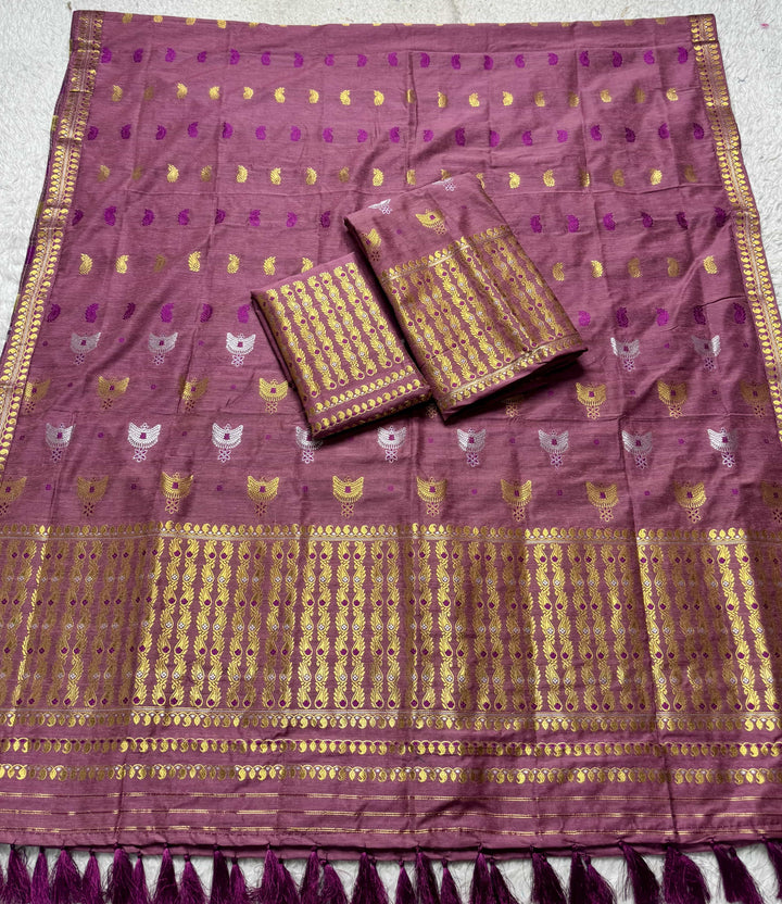 Ready-To-Wear Silver Silver Super Cotton* Mekhela Sador