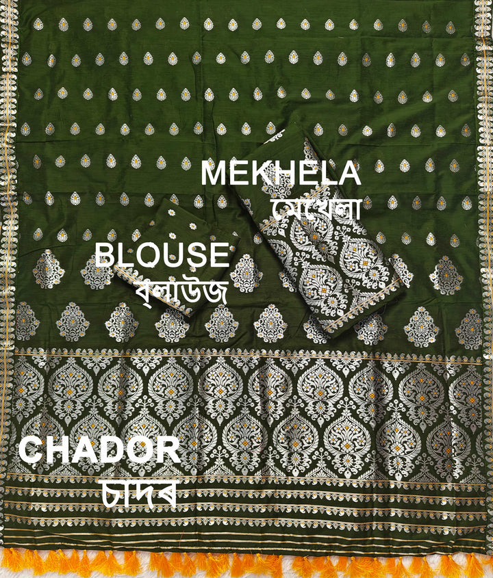 Ready-To-Wear Silver Jari Super Cotton* Mekhela Sador