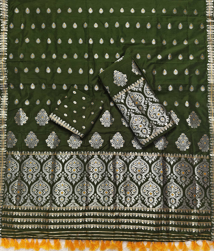 Ready-To-Wear Silver Jari Super Cotton* Mekhela Sador