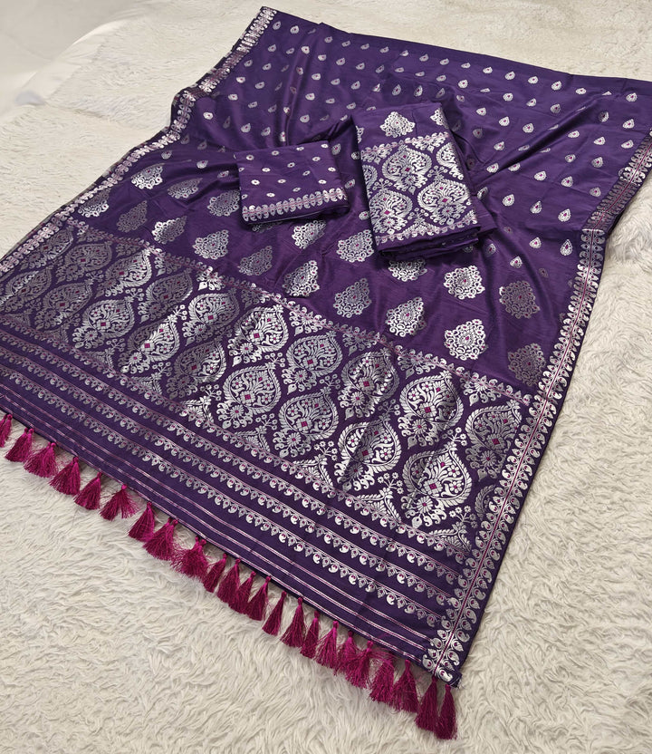 Ready-To-Wear Silver Jari Super Cotton* Mekhela Sador