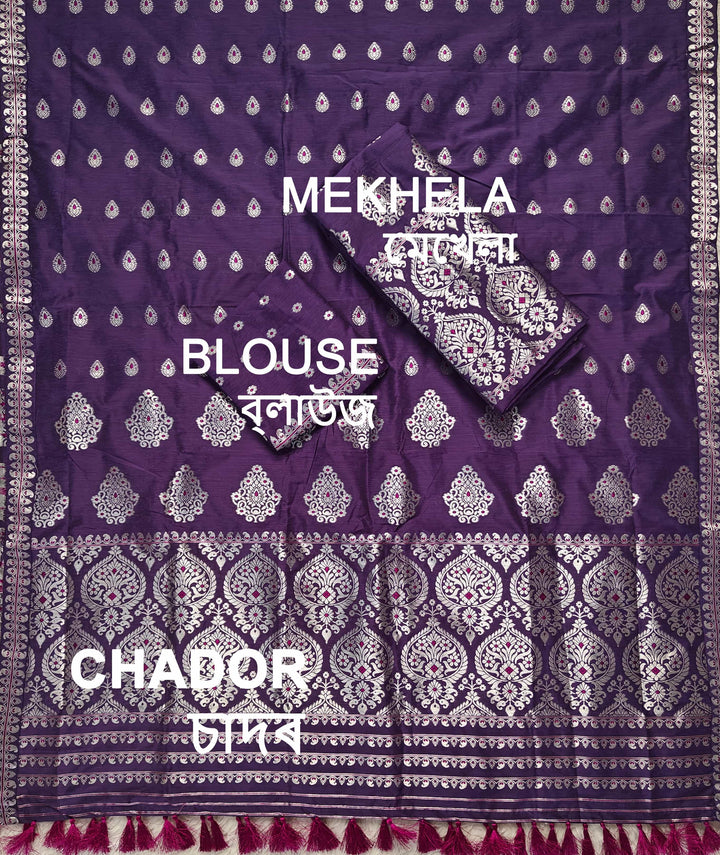 Ready-To-Wear Silver Jari Super Cotton* Mekhela Sador