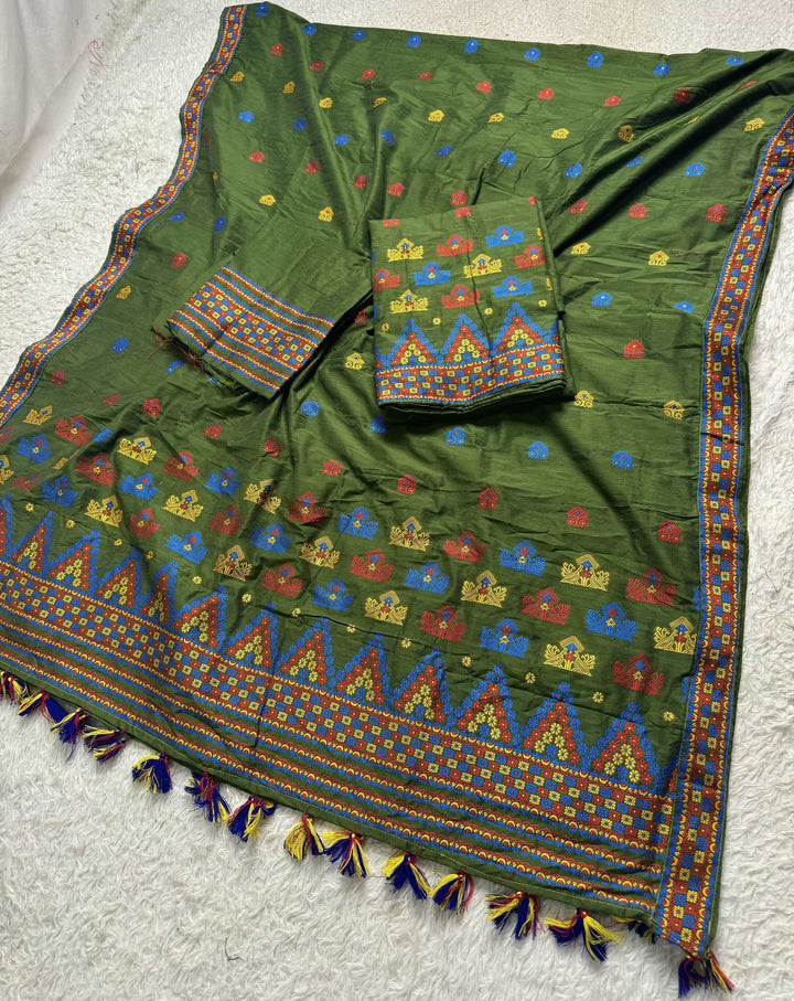 Ready-To-Wear Multi-Dhaga Work Super Cotton* Mekhela Sador