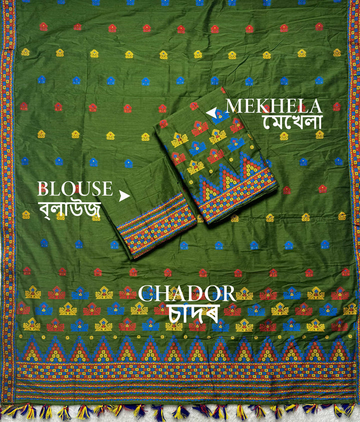 Ready-To-Wear Multi-Dhaga Work Super Cotton* Mekhela Sador
