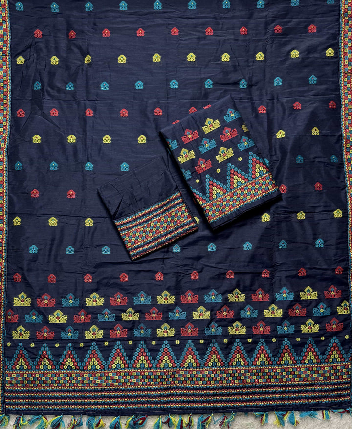 Ready-To-Wear Multi-Dhaga Work Super Cotton* Mekhela Sador