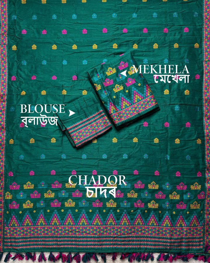 Ready-To-Wear Multi-Dhaga Work Super Cotton* Mekhela Sador