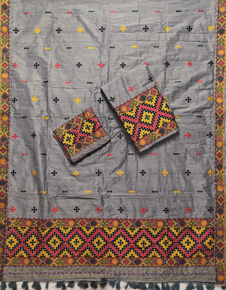 Ready-To-Wear Multi-Dhaga Work Super Cotton* Mekhela Sador