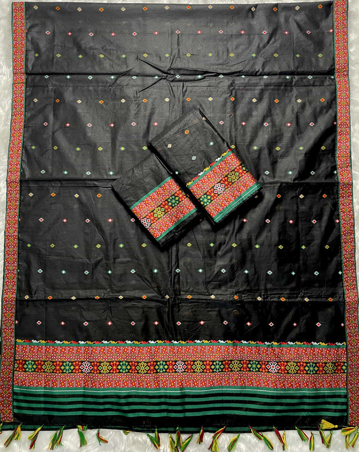 Ready-To-Wear Multi-Dhaga Work AC Cotton* Mekhela Sador