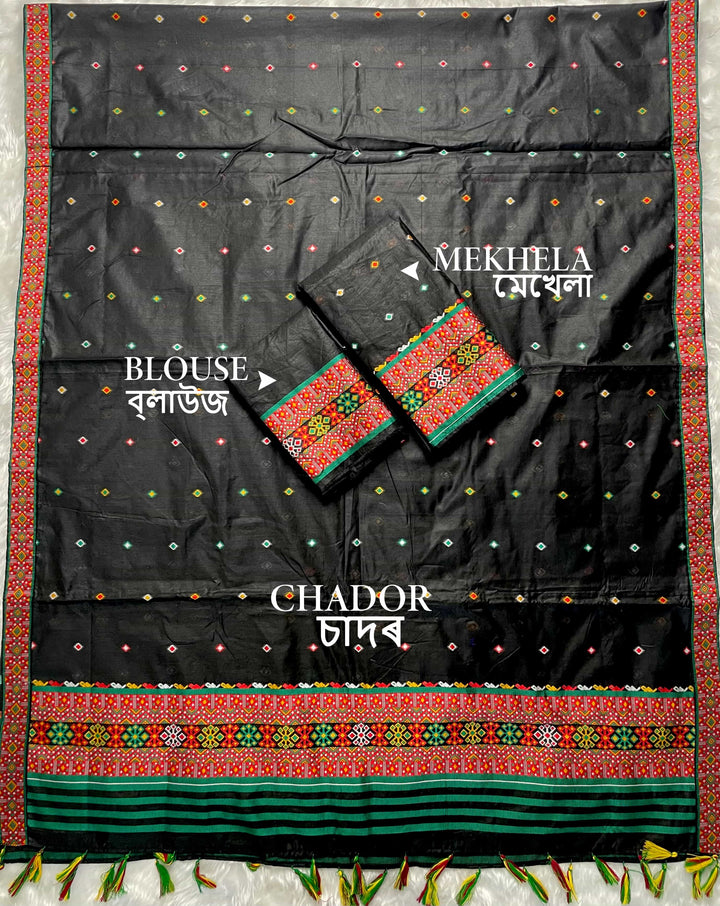 Ready-To-Wear Multi-Dhaga Work AC Cotton* Mekhela Sador