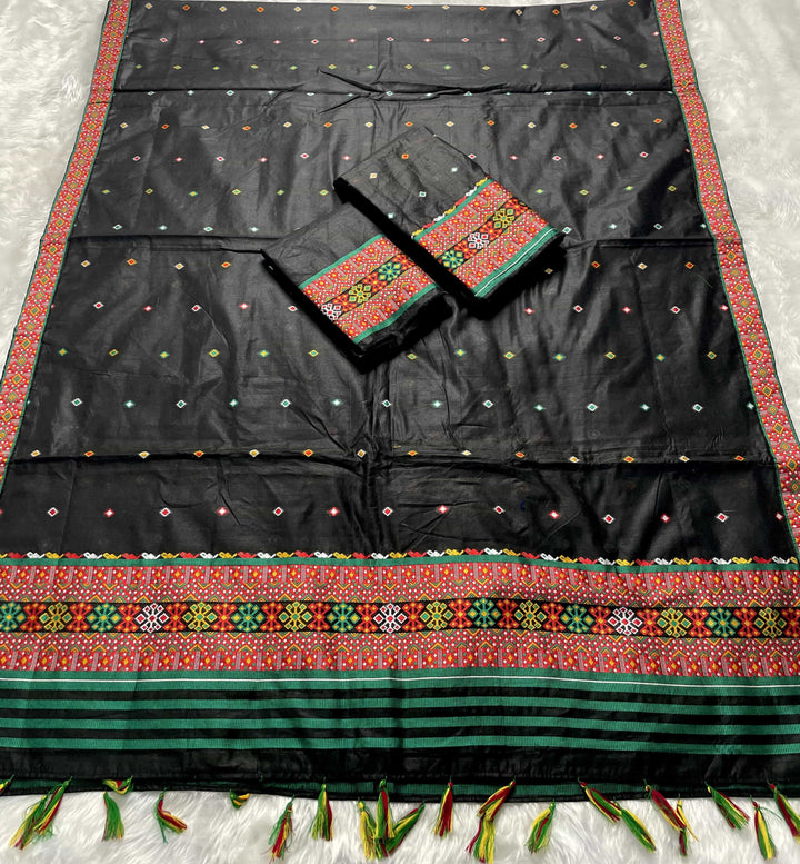 Ready-To-Wear Multi-Dhaga Work AC Cotton* Mekhela Sador