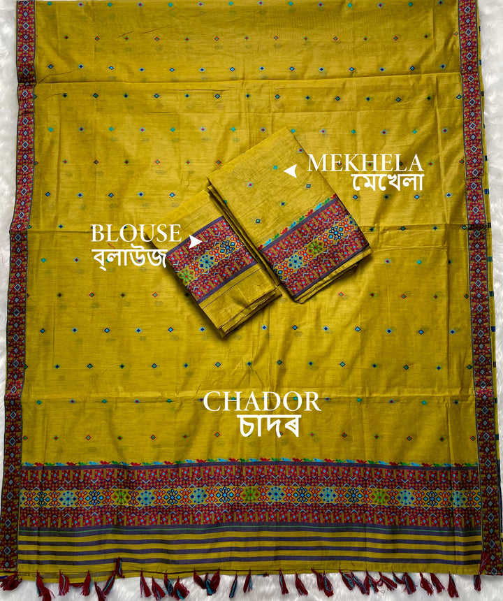 Ready-To-Wear Multi-Dhaga Work AC Cotton* Mekhela Sador
