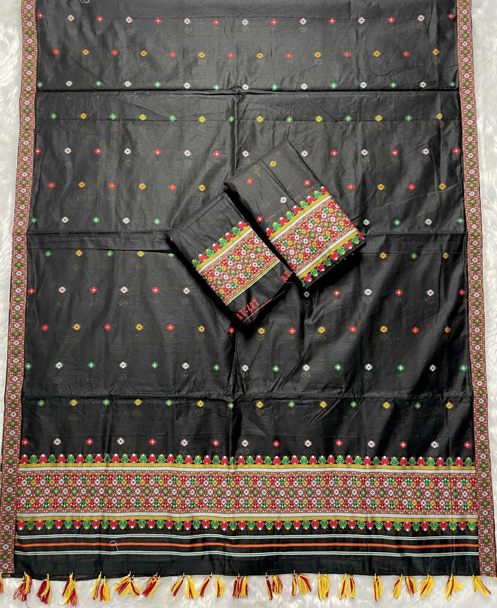 Ready-To-Wear Multi-Dhaga Work AC Cotton* Mekhela Sador