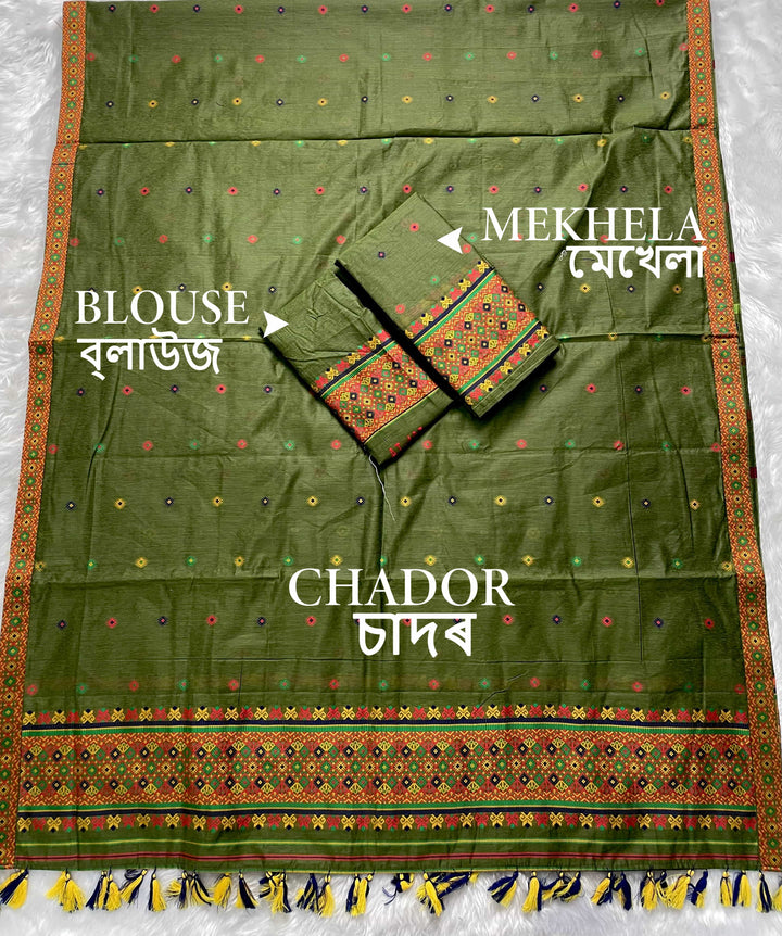 Ready-To-Wear Multi-Dhaga Work AC Cotton* Mekhela Sador