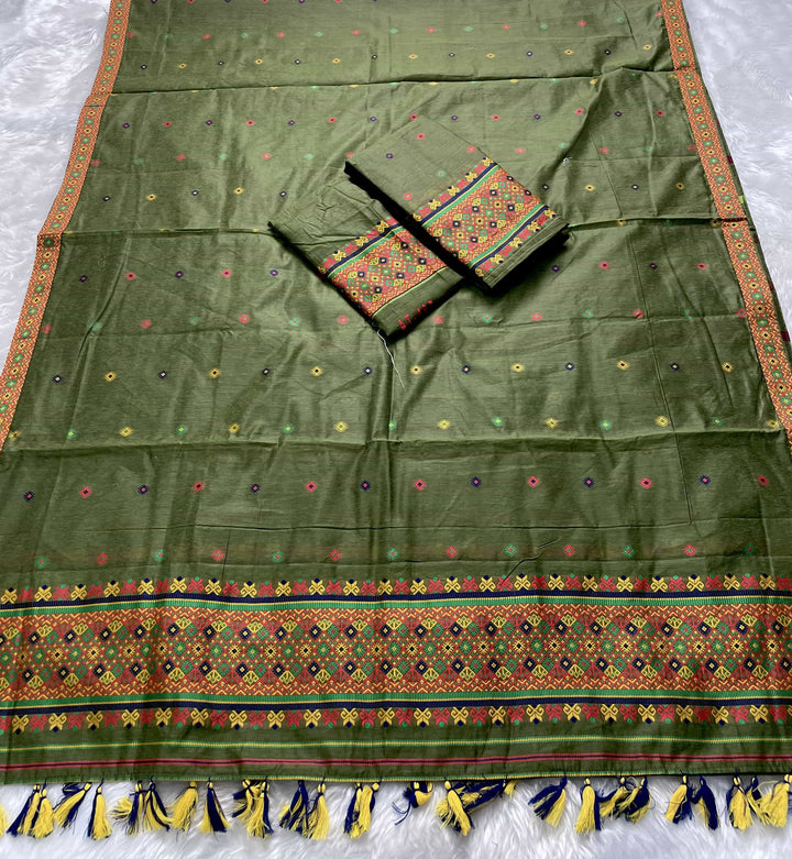 Ready-To-Wear Multi-Dhaga Work AC Cotton* Mekhela Sador