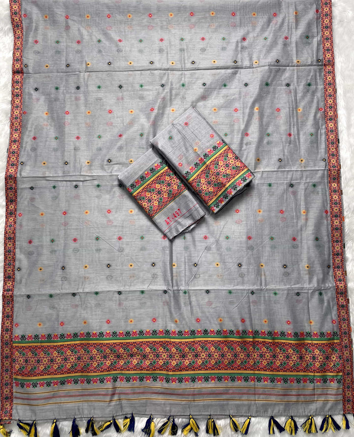 Ready-To-Wear Multi-Dhaga Work AC Cotton* Mekhela Sador