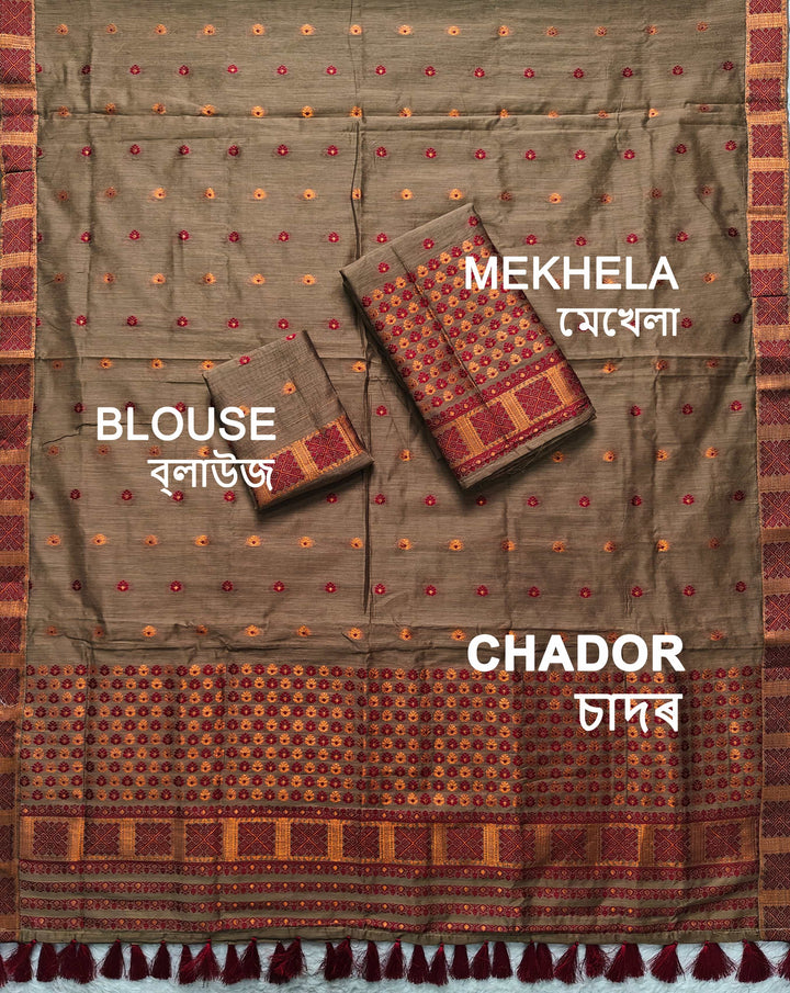 Ready-To-Wear Jari & Dhaga AC Cotton* Mekhela Sador