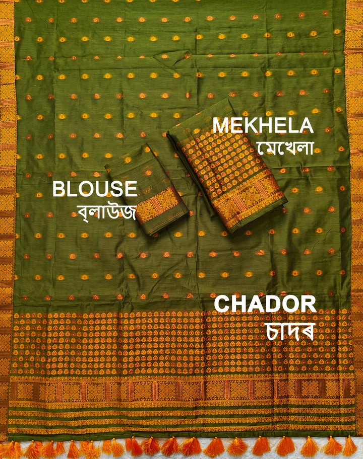 Ready-To-Wear Jari & Dhaga AC Cotton* Mekhela Sador
